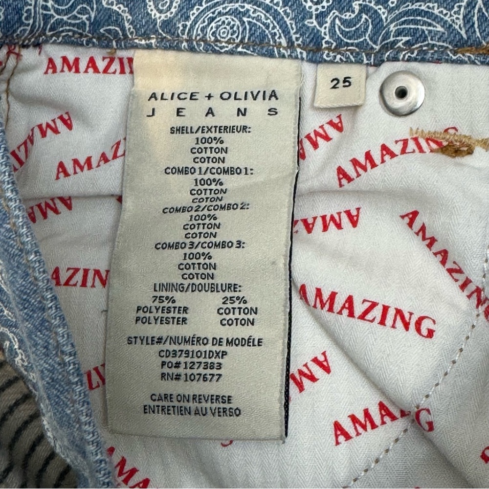 Alice + Olivia Amazing High Rise Patchwork Jeans Sz 25 - Picture 13 of 14